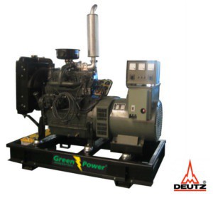 GREENPOWER DEUTZ Diesel Power generator 40kVA 32kW Open frame Manual starting engine BF4M 2011, weight 710kg